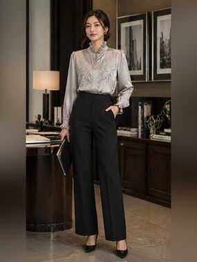 Vintage Satin Embroidered Blouse • Romantic Victorian Cottagecore Top • Silver